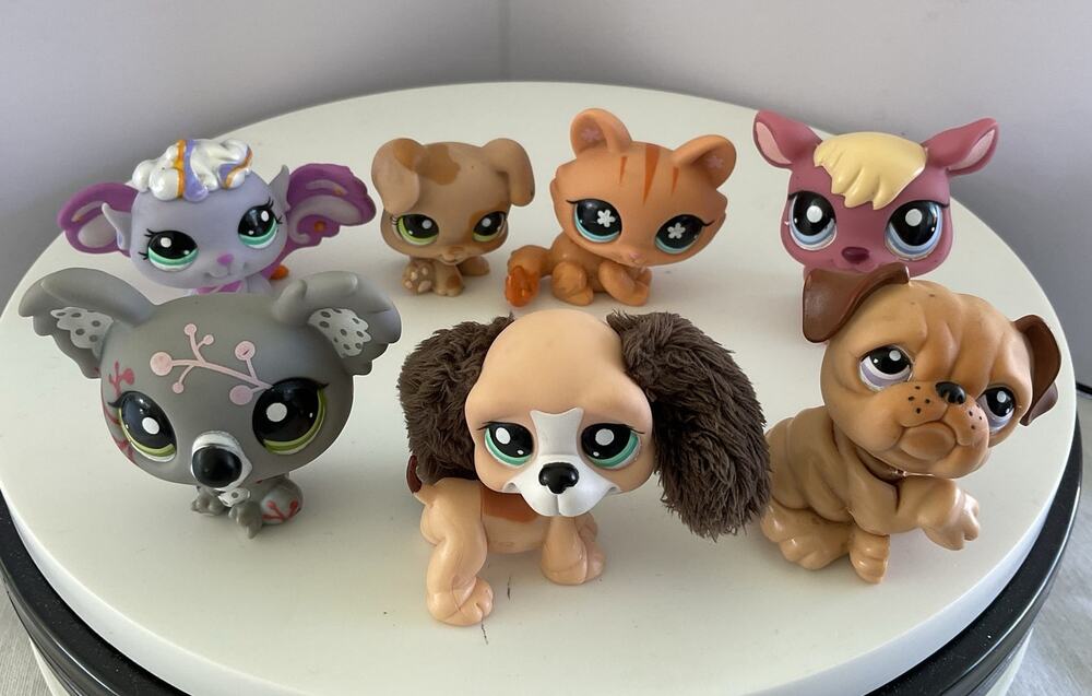 Littlest Pet Shop LPS Lot of 7 Cat 649 Dog 1342 Basset Hound 2413 Koala Kangaroo
